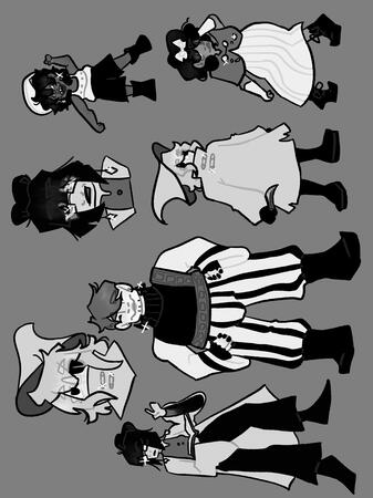 In Stars and Time Sticker Sheet A sticker sheet of all main characters from In Stars and Time (fullbody), plus additional bust stickers of Odile and Siffrin.