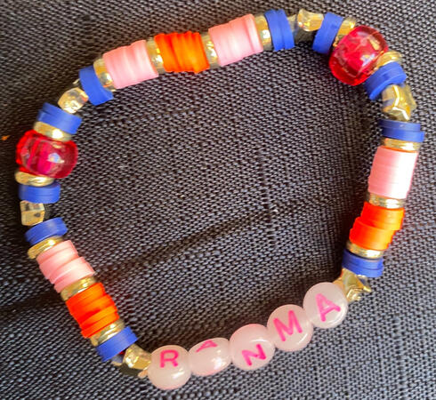 Ranma bracelet Bracelet in pink, red, gold and blue, inspired by both versions of Ranma from Ranma 1/2.