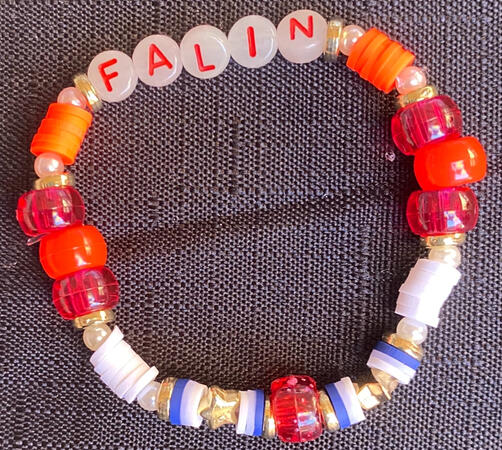 Falin bracelet Bracelet in red, white, gold and blue, inspired by Falin from Delicious in Dungeon.