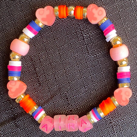 Aira bracelet Bracelet in blue, gold, white, red and pink, inspired by Aira from DanDaDan.